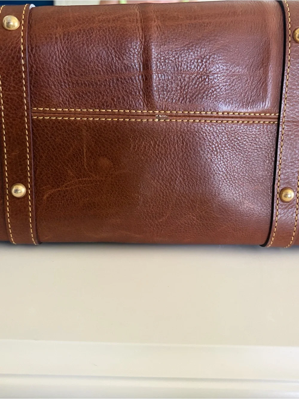 Dooney & Bourke Tan Brown Cabriolet Leather Bag with Brass Hardware